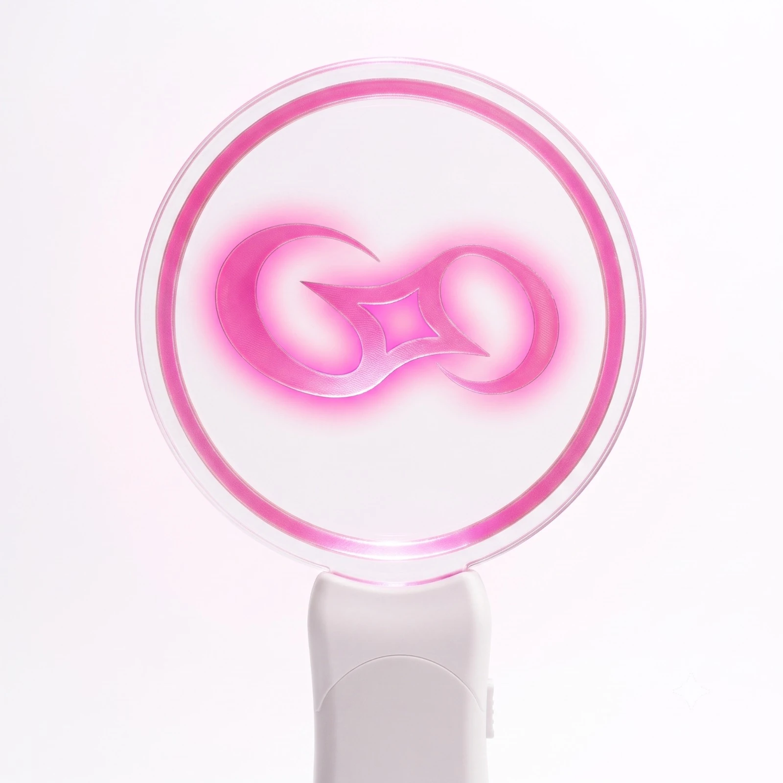 Lightstick Confession berwarna pink dengan emblem Loopin