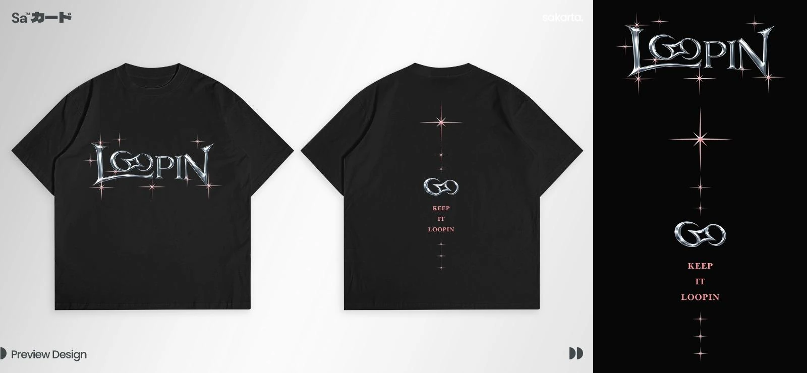 Kaos hitam Confession Loopin dengan desain bagian depan dan belakang